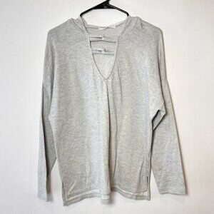 Project Social T Womens Carre Knot Neck Hoodie Sweatshirt Gray M Long Sleeve
